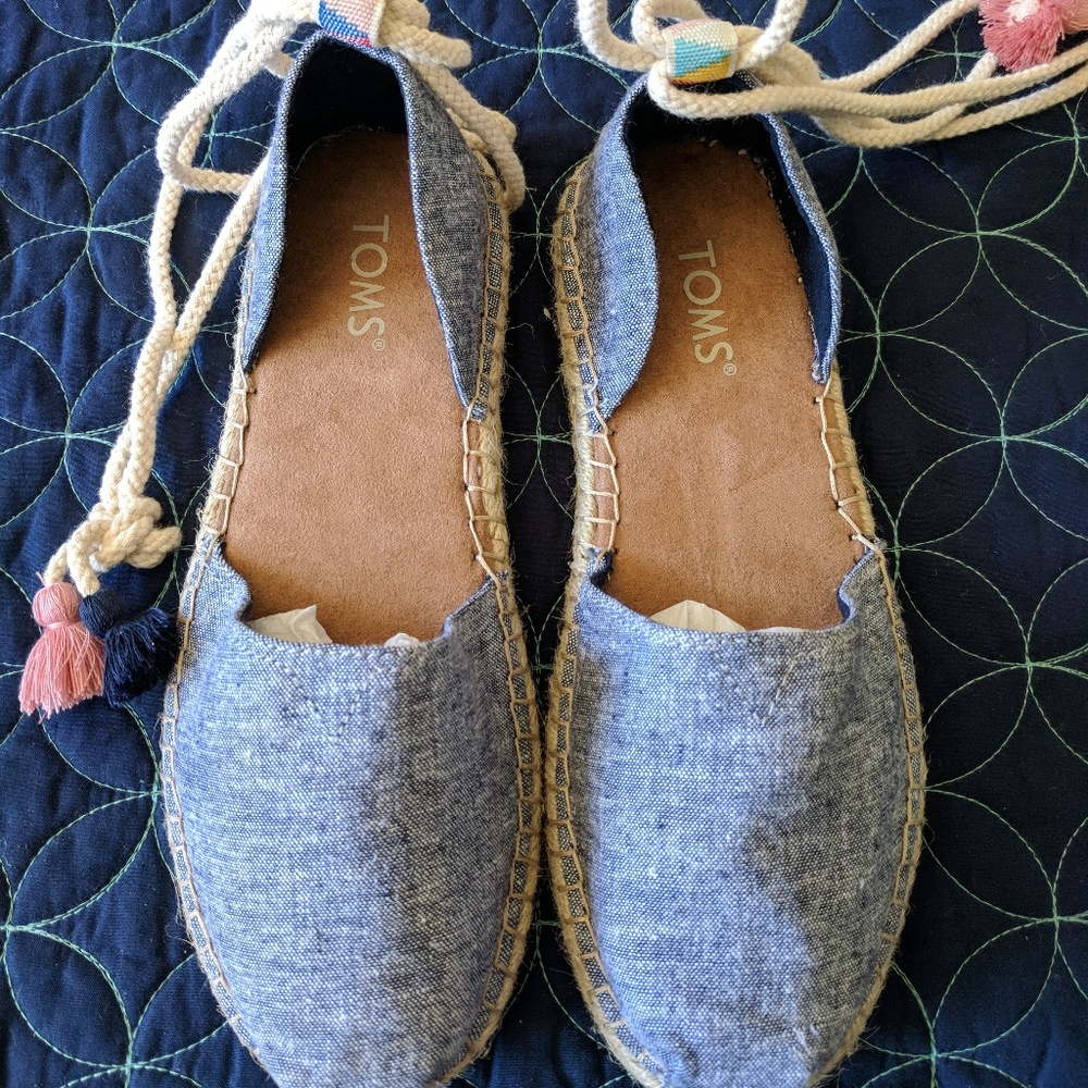 TOMS Navy Slub Chambray Katalina Espadrilles